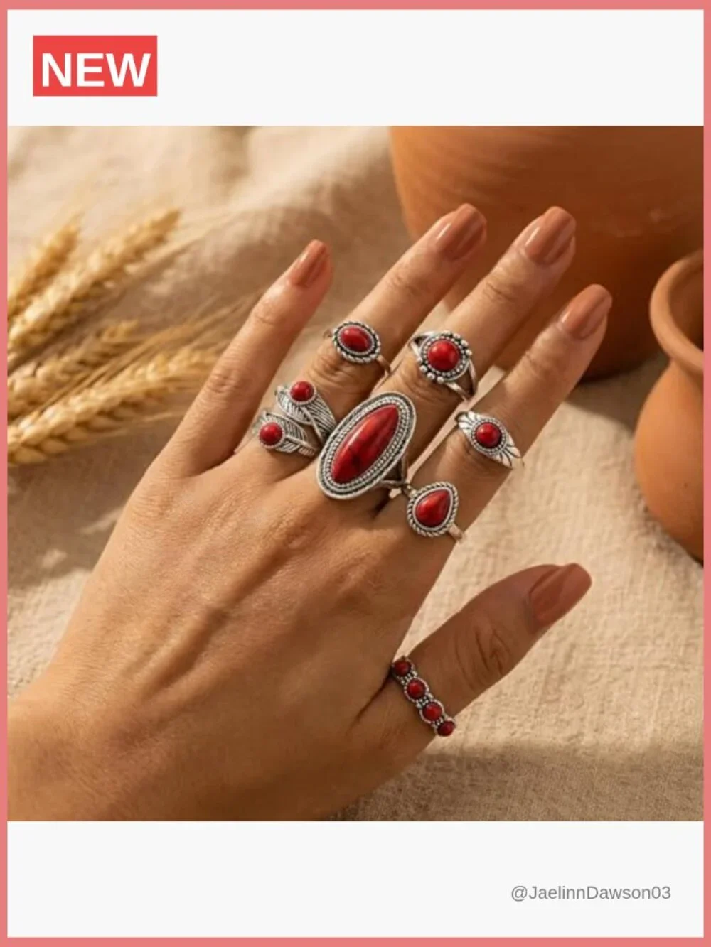 8-Piece Boho Stacking Ring Set - Statement Midi Knuckle Bands